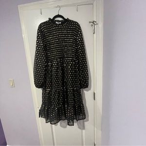 ruffle dress with gold detail